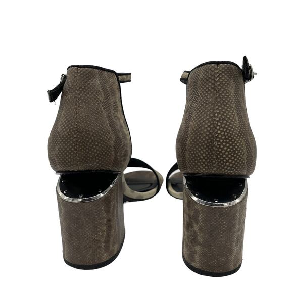 Alexander Wang Abby Animal Print Leather Block Heel Sandals - Natural - 36.5 - Picture 6 of 15